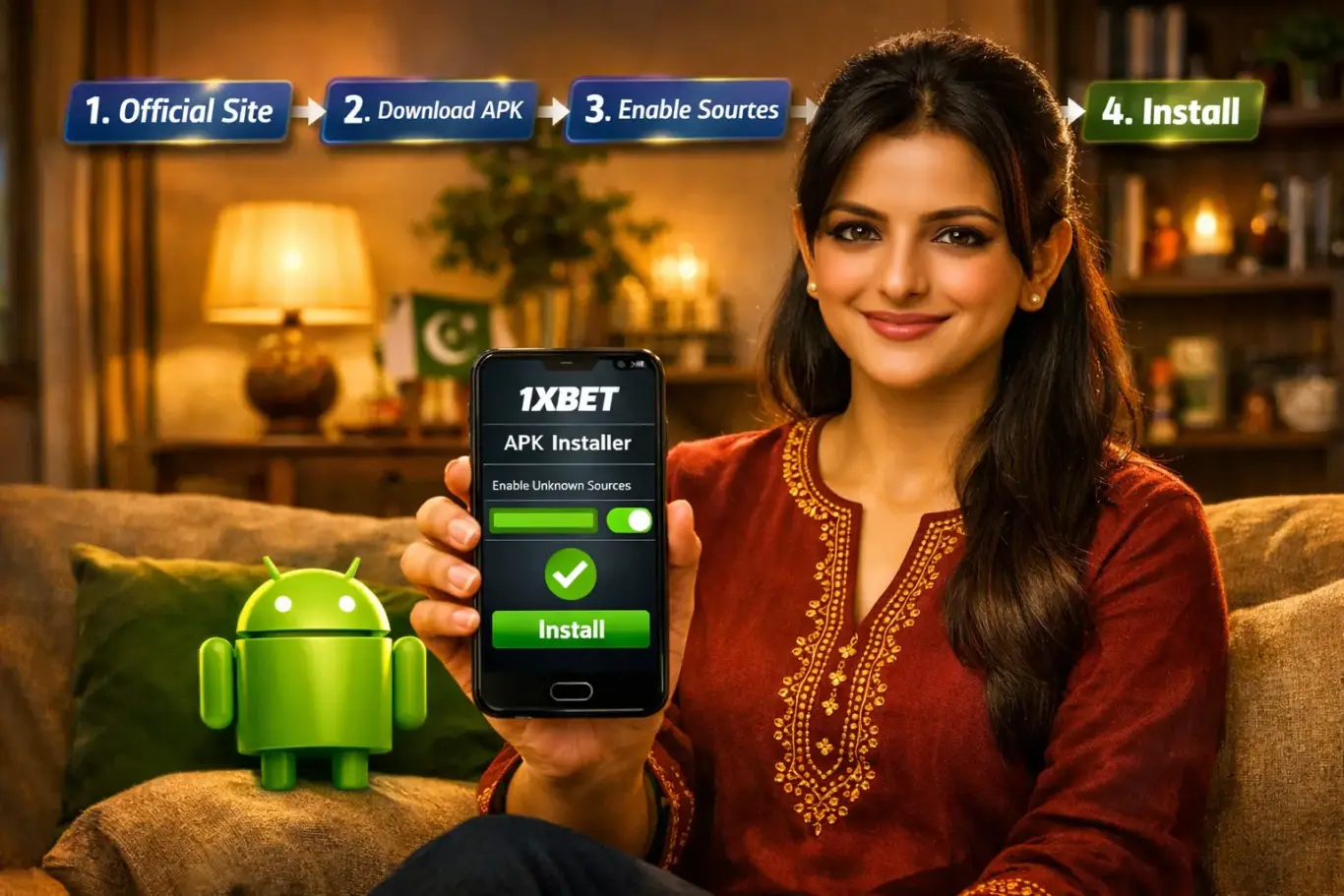 1xBet APK Pakistan download for Android - step by step installation guide with enable unknown sources setting