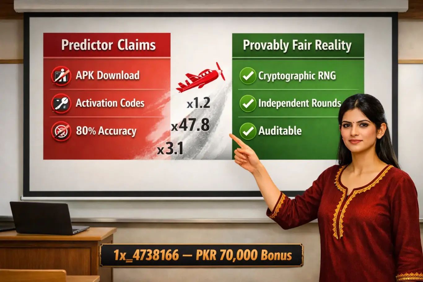 1xBet Aviator Predictor Pakistan claims vs reality - Provably Fair RNG makes crash point prediction impossible for any tool
