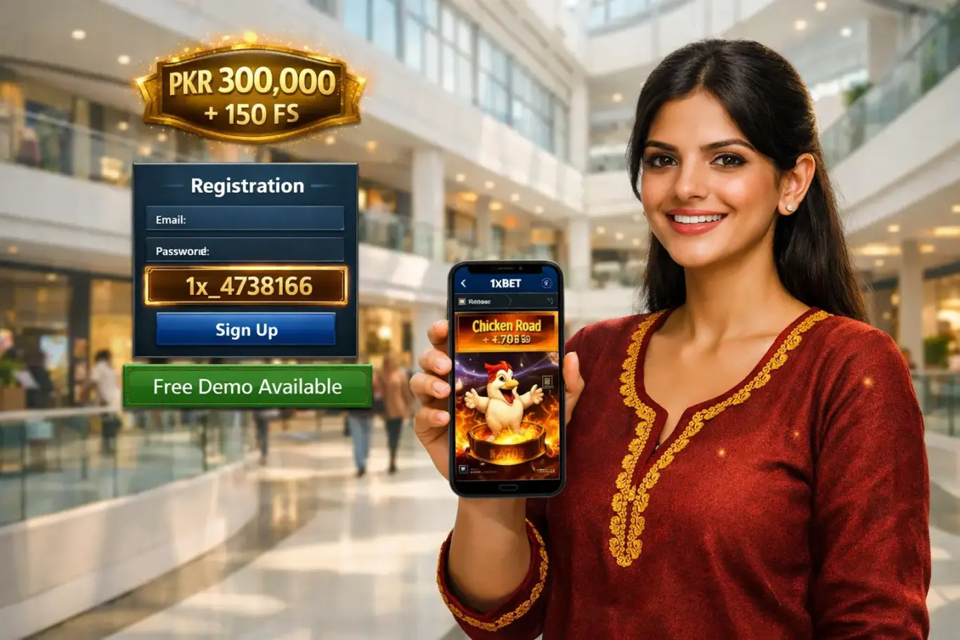 1xBet chicken game Pakistan casino bonus - PKR 300,000 plus 150 FS with promo code 1x_4738166 and free demo mode