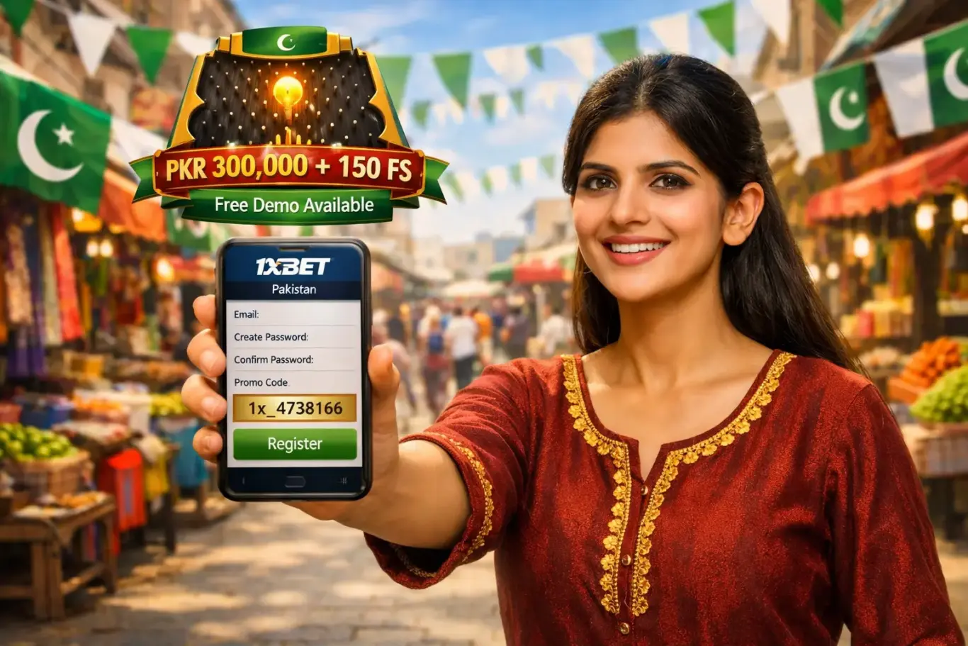 1xBet Plinko Pakistan casino bonus - PKR 300,000 plus 150 FS with promo code 1x_4738166, min deposit PKR 3,200 and free demo