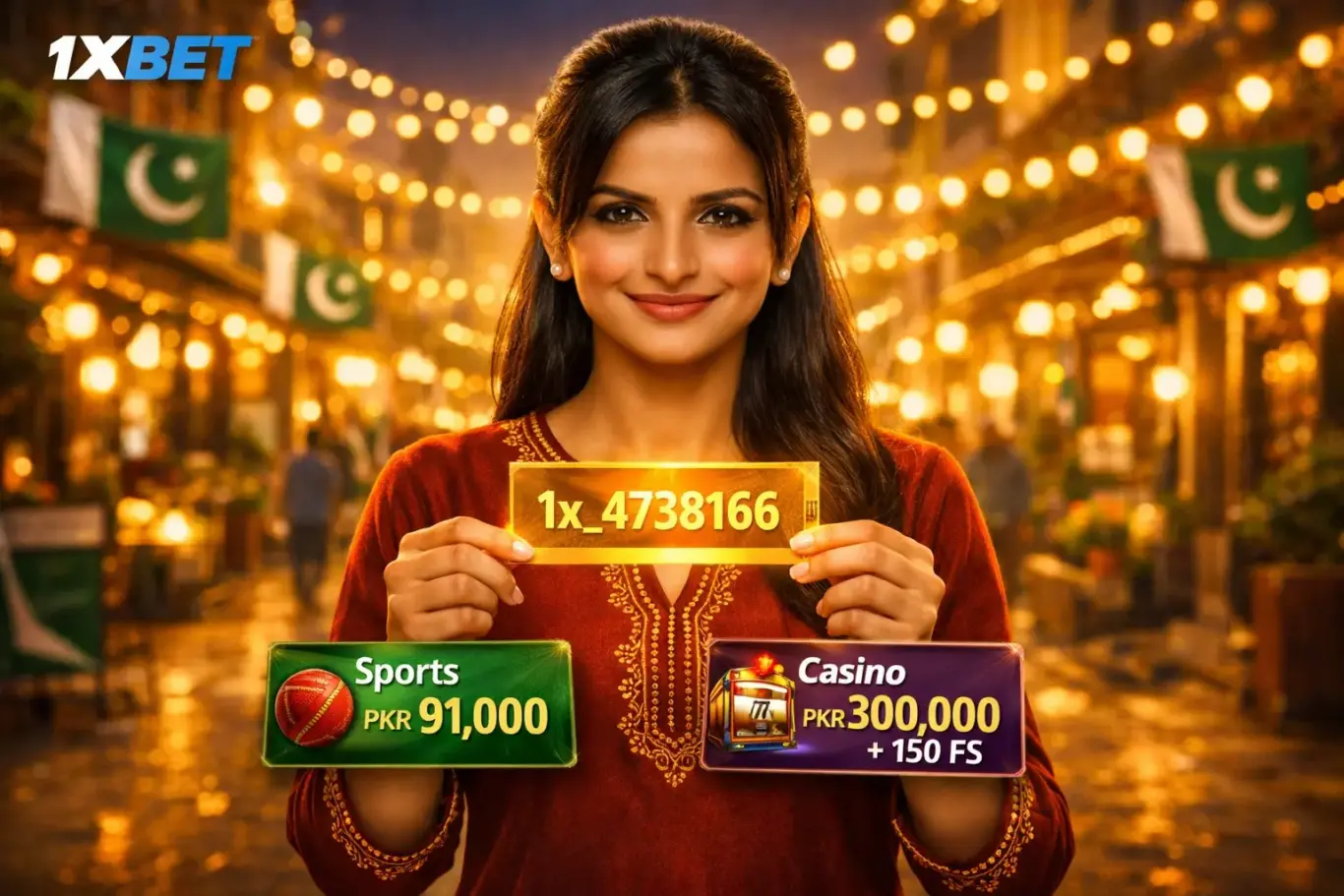 1xBet promo code Pakistan 2026 - use code 1x_4738166 for sports bonus PKR 91,000 or casino PKR 300,000 plus 150 FS
