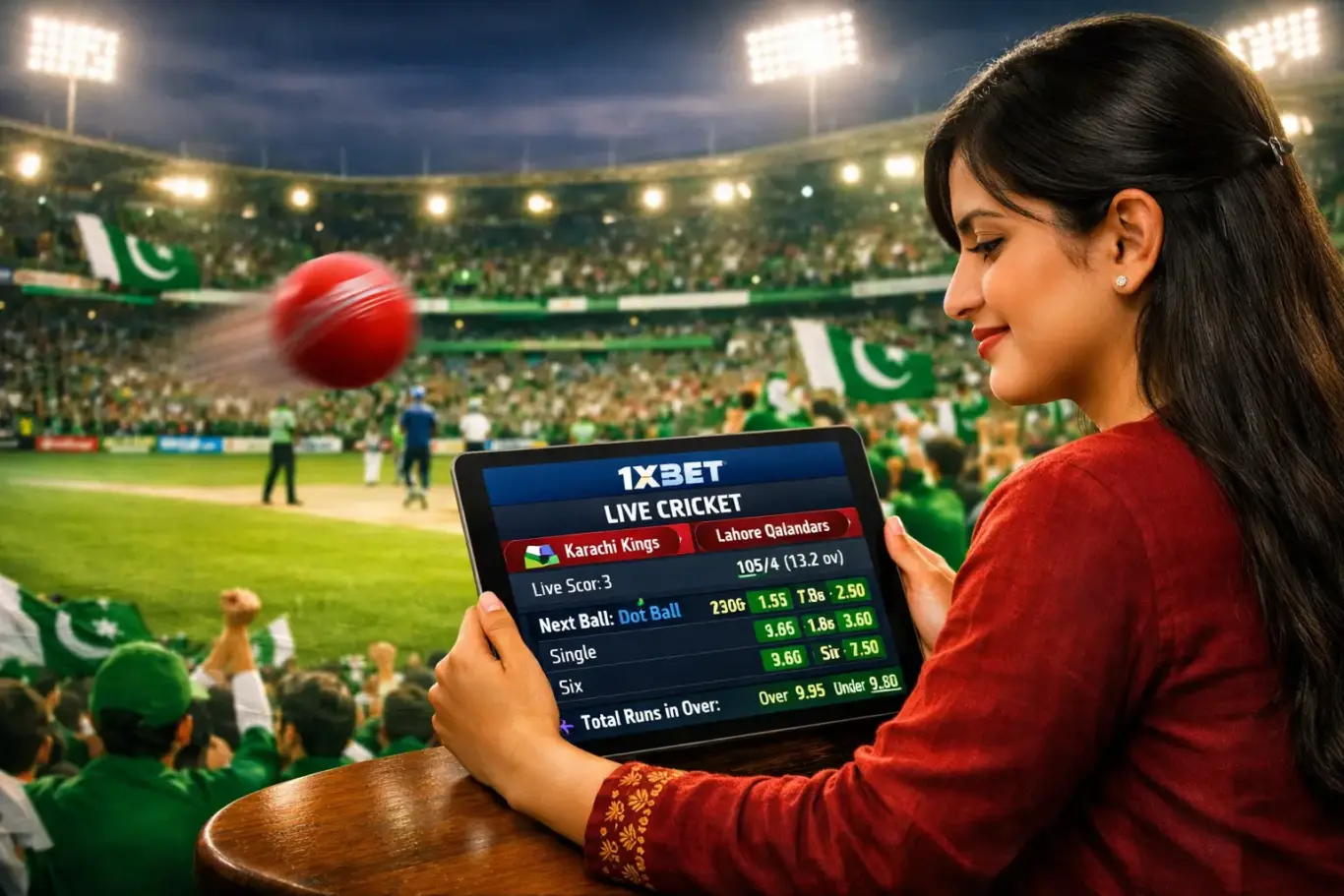 1xBet Pakistan cricket betting - PSL, ICC tournaments and national team live markets with ball-by-ball props